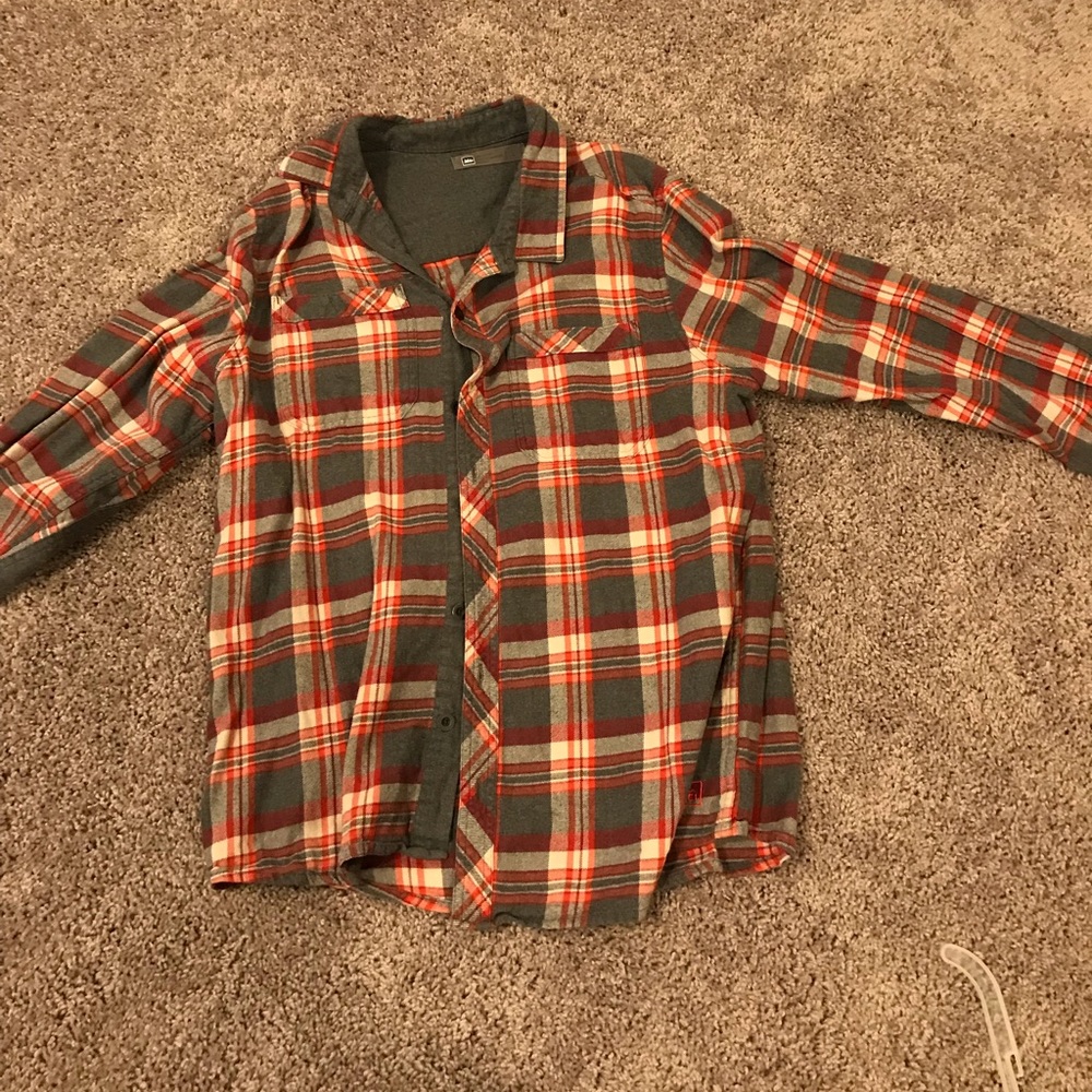 REI Plaid Flannel shirt with elbow patches-Men’s L